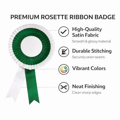 Image of NEXGEN Trends Double Line - Satin Badge For School College Event,Party, And Conference (PACK OF 10) (White-Dark Green)