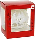 🎄 Glasornament: Eine schöne, große Kugel mit einem Durchmesser von 15 cm. Perfekt zum Aufhängen am Baum oder zum Präsentieren auf einem Ständer. Es hat ein transparent und eine wunderschöne Winterlandschaft, die mit einem Hauch von Glitzer und Strasssteinen endet.