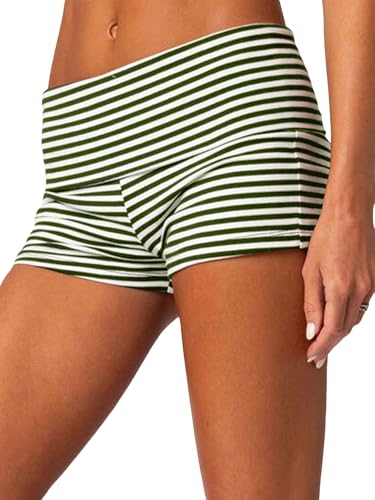 Sunloudy Womens Fold Over Lounge Shorts Low Rise Fold Over Skinny Sleep Shorts Cute Micro Pj Shorts Sleepwear