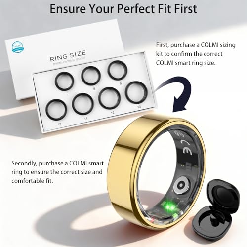 Image of Smart Ring for Women, Health Tracker & 5ATM, COLMI R02. (Gold, 7#) | No Subscription Fee & Skin Temperature, Heart Rate, Blood Oxygen, Sleep Health Monitoring, Sports Tracking, Menstrual Cycle.