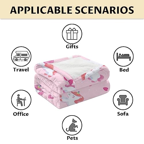 Unicorn Blanket Gifts - 30"x40" Cute Throw for Girls & Women - Pink Soft Fuzzy Blankets for Couch & Office