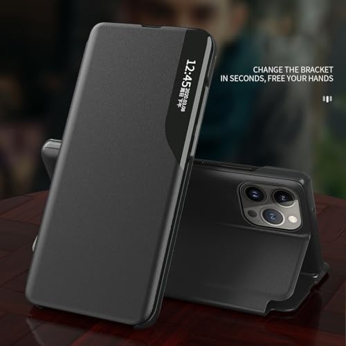 Étui iPhone 14 Pro Max clear view en cuir à clapet et support - 3