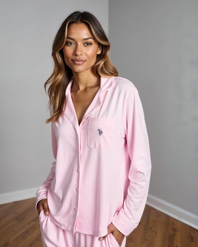 Image of U.S. POLO ASSN. Womens Lightweight Notch Collar Pajama Set