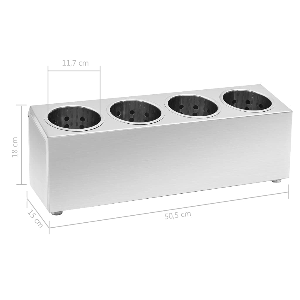 Solivagant Besteckbehälter 4 Fächer Rechteckig Edelstahl, Küche Esszimmer,Küchenhelfer -utensilien,Küchenorganizer,Besteckkästen, 2.75 kg-51227