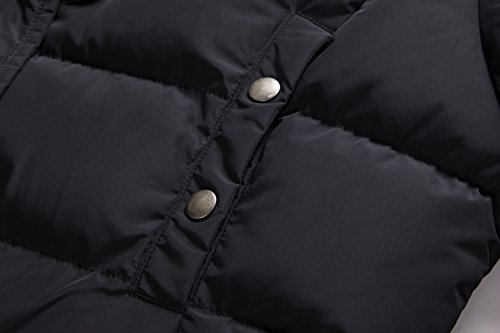 Elora Women's Winter Coat Vegan Down Puffer Parka Mid Length Cargo Seven Pocket Coat Faux-Fur Trim Removable Hood,Black, Small #TOP3