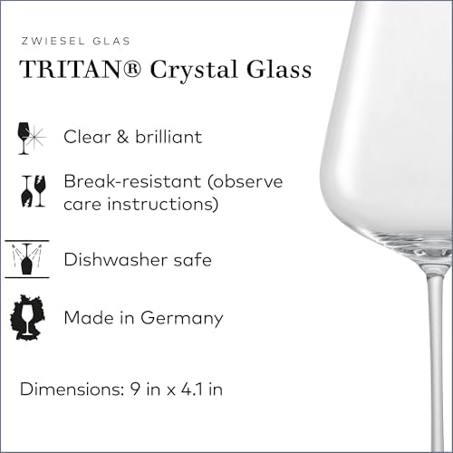 Zwiesel Glas Vervino Allround Wine Glasses (Set of 6, 23oz) - Dishwasher-Safe Tritan Crystal for Red, White & Sparkling 