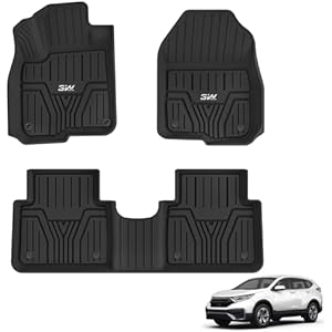 3W Floor Mats Fit for Honda CR-V 2017-2022 (Include Hybrid) TPE All Weather Custom Fit Floor Liner for Honda CRV 1st and 2nd Row Full Set Car Mats Black 1. CRV|17-22|Floor Mats
