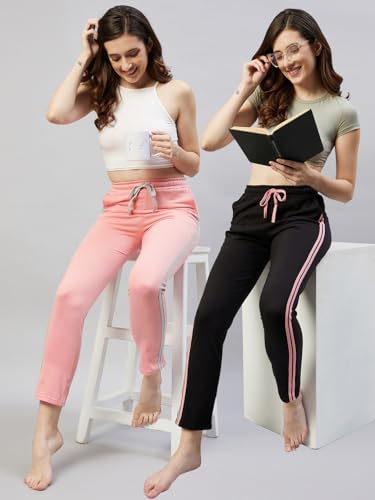 Image of BLINKIN Women Cotton Stribed Casual Style Pyjamas|Lowers With 2 Side Pockets : Ideal For Night Wear & Comfort Wear - The Ultimate Relaxed Fit Track Pants (Combo-608)