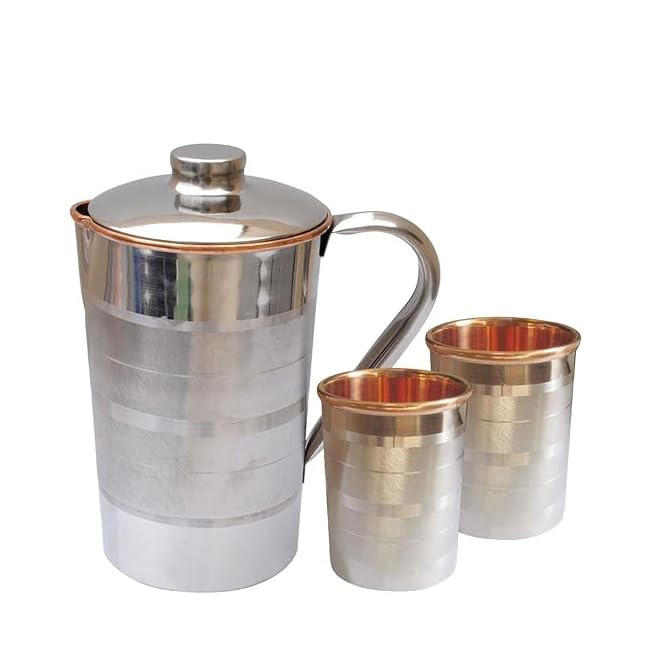 Carafe en cuivre BRACOP avec verres assortis pour service de table