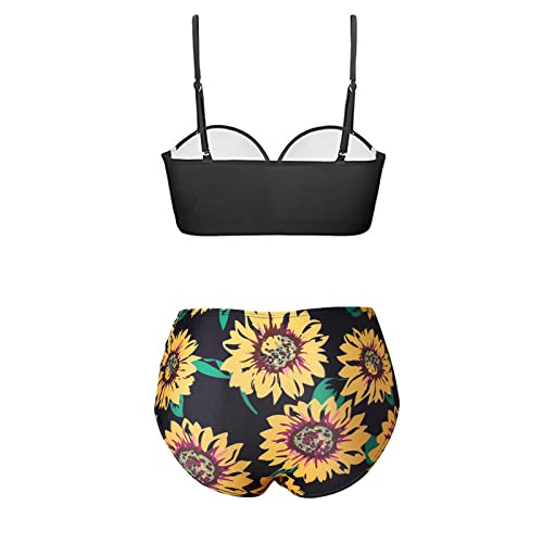 Felwors Womens Swimsuits Two Piece Ruched High Cut One Piece Swimsuit Tummy Control Monokini Bikini Yellow #TOP6