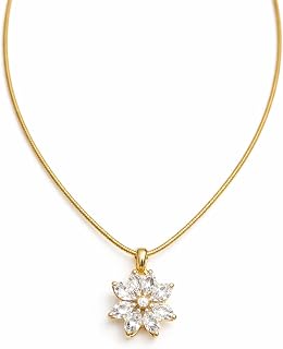 Zarini Premium Gold-Plated Floral Pendant Necklace with Sparkling CZ Stones for Women
