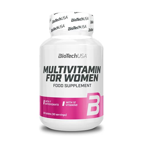 BioTechUSA Multivitamin For Women | 12 Vitaminas + 11 Minerales | Energía, huesos y apoyo inmunológico | Refuerzo antioxidante, 60 comprimidos