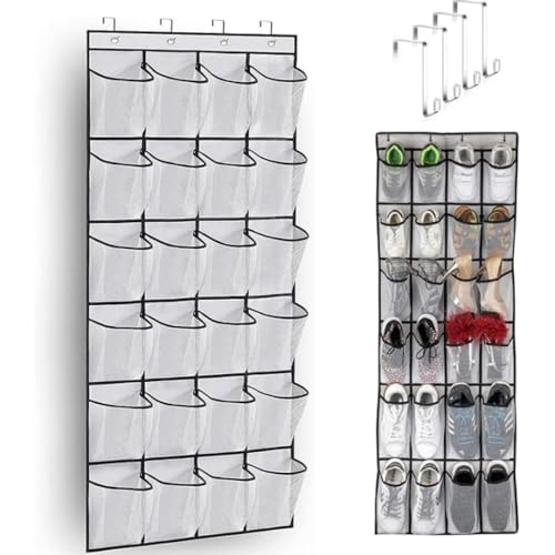 24PCS Mesh Pockets, Shoe Organizer Hanging Closet Shoe Rack on Door, Easy to Use Door Storage, Hanging Storage Organizer, Closet Organizer