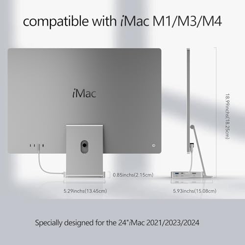Image of USB-C Hub 8-in-1 for 24 inch iMac 2021 /2023 /2024 - iMac Dock with M.2 SSD Slot, 10Gbps USB-C /A, SD /TF, HDMI - iMac Accessories for M1 M3 M4