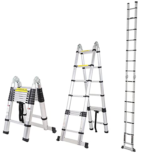 SogesHome Aluminum Telescopic Extension Ladder Steps Extendable Telescoping Ladder with Spring...