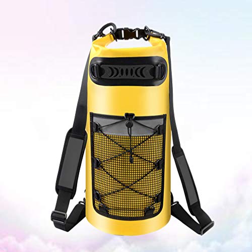 Mochila amarela à prova d'água com rodinhas para nadar e nadar na praia, caiaque, canoagem, pesca,