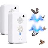 2026 Upgraded Ultrasonic Bird Repellent Devices Outdoor Bird Repellent for Attic,2Pack Rechargeable Pigeon Deterrent Ultrasonic Bat Repellent Indoor to Keep Birds Away from Porch,Yard,Garden,Balconies