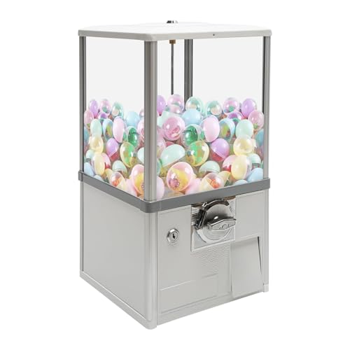 25-Cent Vending Machine, 3-5.5cm Ball Capsule Candy Bulk Commercial Gumball Machine for Retail Store (White)