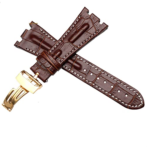 Correa de reloj SAAWEE de cocodrilo de 28mm con hebilla de elevación plegable 4