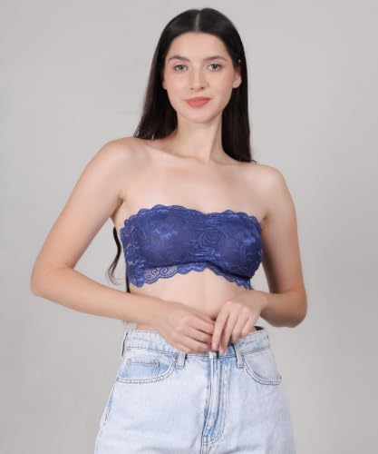 Image of Fabme Women Lace, Padded Tube Bra - Free Size - 3 Hook Back