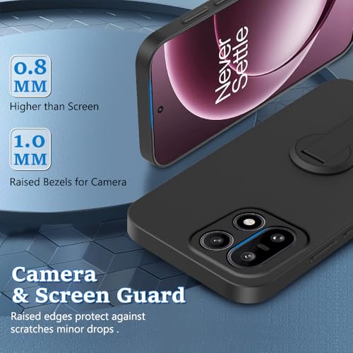 Nijiadi Compatible for Oneplus 15 Phone Case with Screen Protector, 360° Rotatable Folding Hidden Kickstand/Stand Silicone TPU Protective Cover Case for Oneplus 1+ 15 5G 2025 - Black - image 2