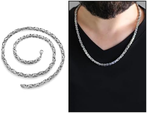 (Tesbihane) Silver Renk Kalınlık 5 mm 317L Çelik Kral Zincir - Görsel 2