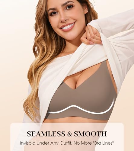 Image of DEANGELMON Seamless Bras for Women No Underwire Comfortable Push Up Bra V Neck Wireless Bralette Full Coverage Wire Free
