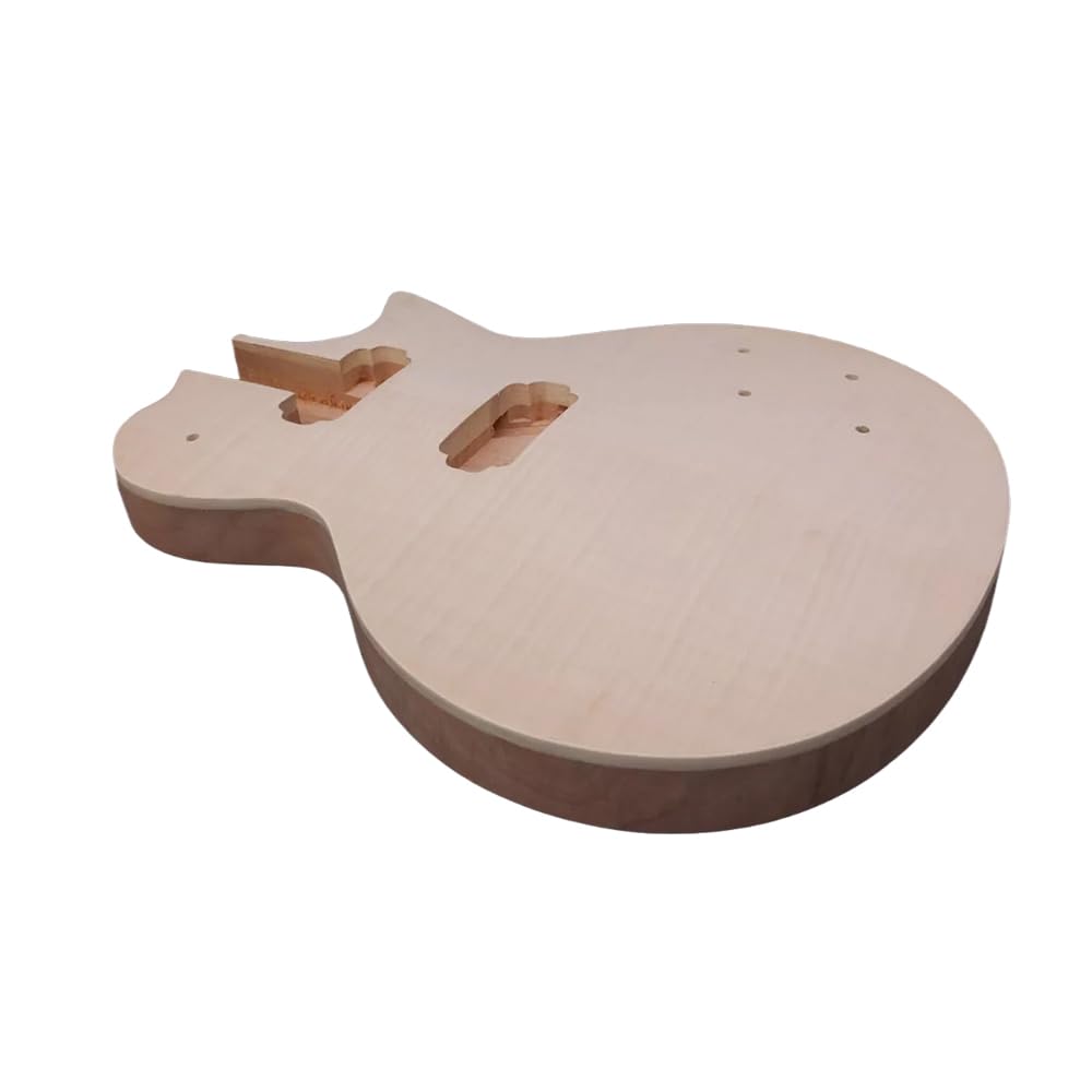 Yinfente E-Gitarre Körper Mahagoni Holz mit Flamme Ahorn Kappe HH Pickups DIY Gitarre Ersatz