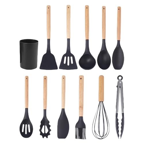 Yuemeuy Juego de Utensilios de Cocina | Utensilios de Cocina de Silicona 12 Piezas | Multifuncionales Antiadherentes Con Cubeta De Almacenamiento Para Uso Diario En Hogar Y Restaurante