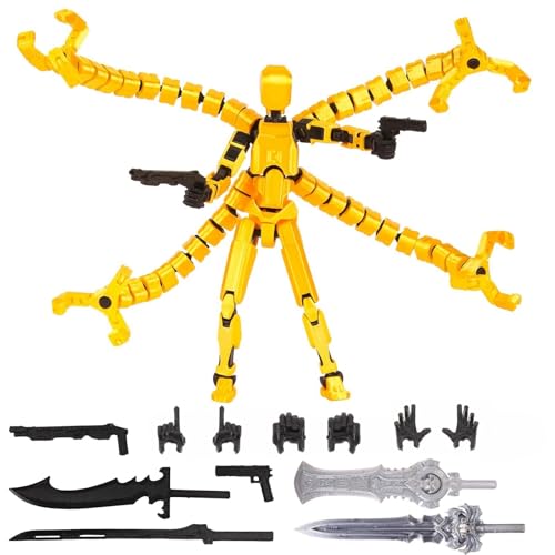 SENROELECTRONAGE T13 Action Figure Assembly Completed, Upgraded 3D Printed T13 Action Figure, The Dummy 13 is Very Suitable for Office Desks and Birthday Cake Decorations (Yellow)