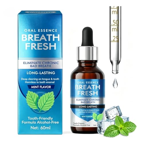 Bad Breath Treatment for Adults Fresh Breath Drops with Natural Mint Alcohol-Free Oral Care Long-Lasting Mouth Refreshing for Dry Mouth Portable for Social Confidence