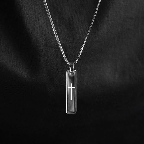 Image of Mesmerize Spiritual Mini Tag Stainless Steel Necklaces for Men | Locket and Pendant Necklace for Men and Guys | Necklace with Chain in Black and Silver | 6-Month Warranty.