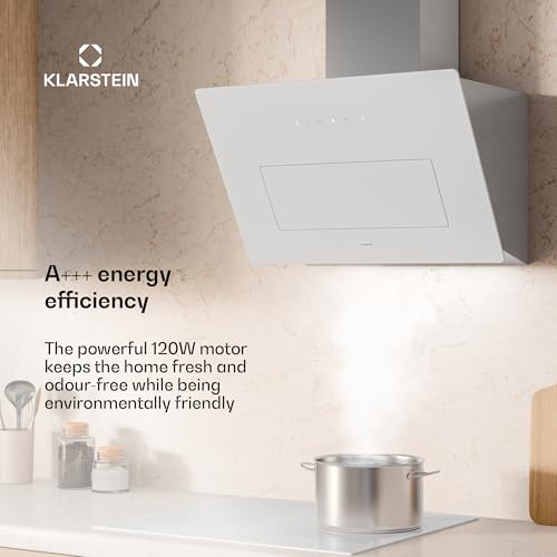 Klarstein SleekAir okap kuchenny – 60 cm okap podszafkowy, 686 m³/h, klasa efektywności energetycznej A++, dotykowy panel sterowania, oświetlenie LED 2700-6500 K