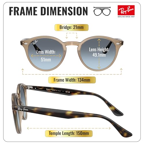 Image of Ray-Ban RB2180 Round Shaped Sunglasses for Men & Women with Official RAYBAN Eyewear Kit