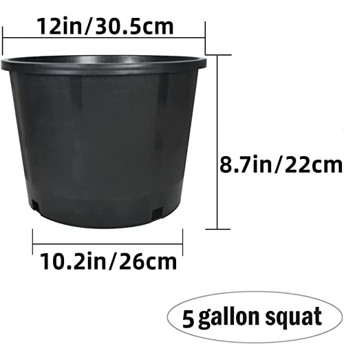 Mitoharet 10-Pack 5 Gallon Squat Round Premium Nursery Pot Plant Flower Seedling Container Garden Planter Pots For Indoor Outdoor Plants Flower Vegetables Black (5 Gallon Squat) #TOP2