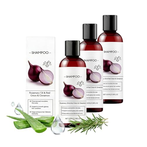 Zwiebel & Biotin Haarwachstum Shampoo,Infundiert mit Natürlichen Rosmarin Teebaumöl,Shampoo für Dünnes Haar,Haarausfall und Dünn,Tiefenreinigung und Feuchtigkeitsspendend,Unisex Erwachsene (3PC)
