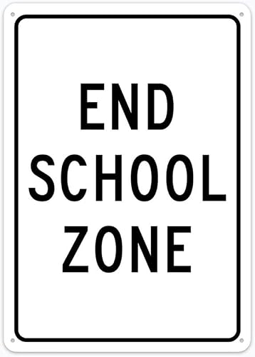 Xewazd A128 8"X12" Rust-Free Aluminum Sign - End School Zone | Weatherproof, Heavy Duty | For Home Or Business