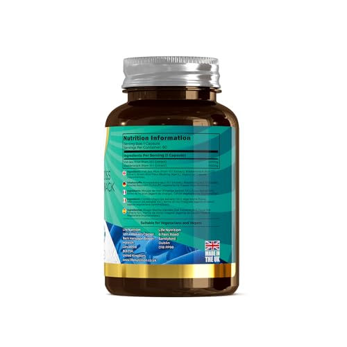 LN Sea Moss & Blasentang | 90 Blasentang und Sea Moss Kapseln – 1000mg Seemoos & 1000mg-Blasentang pro Portion | Hochdosiertes Jod Nahrungsergänzungsmittel | Gentechnik-, Gluten- und Milchfrei
