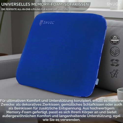 SNUGL Sofakissen 50x50cm mit Bezug | Memory Foam Kissen formstabil | Waschbarer Samt Kissenbezug hypoallergen… – Ansicht 2