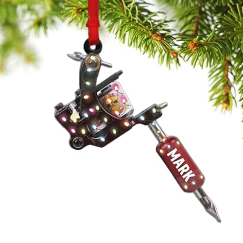 Personalized Tattoo Machine Christmas Ornament 2025, Custom Name Tattoo Artist Gift, Unique Tattoo Machine Keychain, Window & Tree Decoration, Tattoo Shop Decor Keepsake, 12