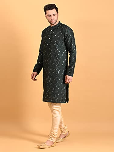 Image of Uri and MacKenzie Embroidery Silk Men's Kurta Pyjama Set