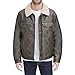 Levi's Men's Faux Leather Sherpa Trucker Jacket, Dark Brown/Quilted Lining, X-Large