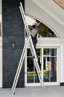 DRABEST - Home - Aluminium-Leiter - 3x11 Sprossen - Max. 5,64 m lang - Max. Arbeitshöhe 6,55 m - bis 150 kg - 3-teilig - Mehrzweck-, Steh-, Auszieh- Klappleiter - rutschfest - Verstellbar – Ansicht 5