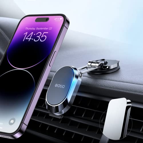 OQTIQ Suporte magnético para telemóvel para carro, liga dobrável, suporte magnético giratório de 360°, suporte magnético para telemóvel para carro [super forte 6 ímanes]