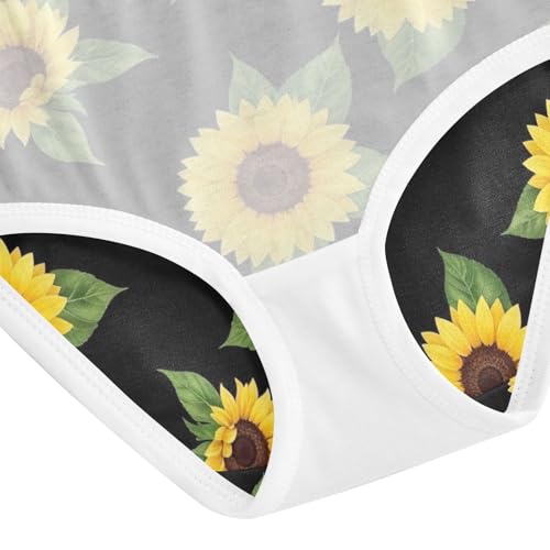 Yellow Sunflower Black Toddler Underwear, Panties for Girls, 2T–8 Years4
