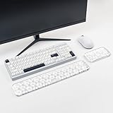 Gel Keyboard and Mouse Wrist Rest Set – Water Ripple Wrist Rest for Computer Keyboard 60%/68%/75%, Comfort & Support for Typing and Gaming (White)
