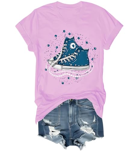 Chucks and Pearls T-Shirt, Chucks and Pearls Shirt, Chucks and Pearls T-Shirts für Damen, rose, S