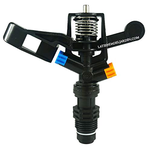 Suinga 15 ASPERSORES agricolas Circular 360º. Alcance 7-13 m. Rosca 1/2". Incluye 15 PINCHO Porta ASPERSOR, Negro