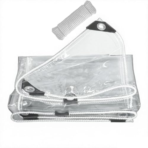LYYK Transparente Plane mit Ösen 3x5M, wasserdichte Abdeckplane mit Seil, 420 g/m² Klare PVC-Tarps für Pflanzen Gewächshaus Balkon Camping Vardach Carport