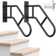 Handrails for Outdoor Steps ,22.8" Stair Railing Indoor1-3 Step, U-Shaped Safety Handrails for Kids, Elderly, Pregnant Women, Disabled 2 Pack Upgraded U-Shaped handrail